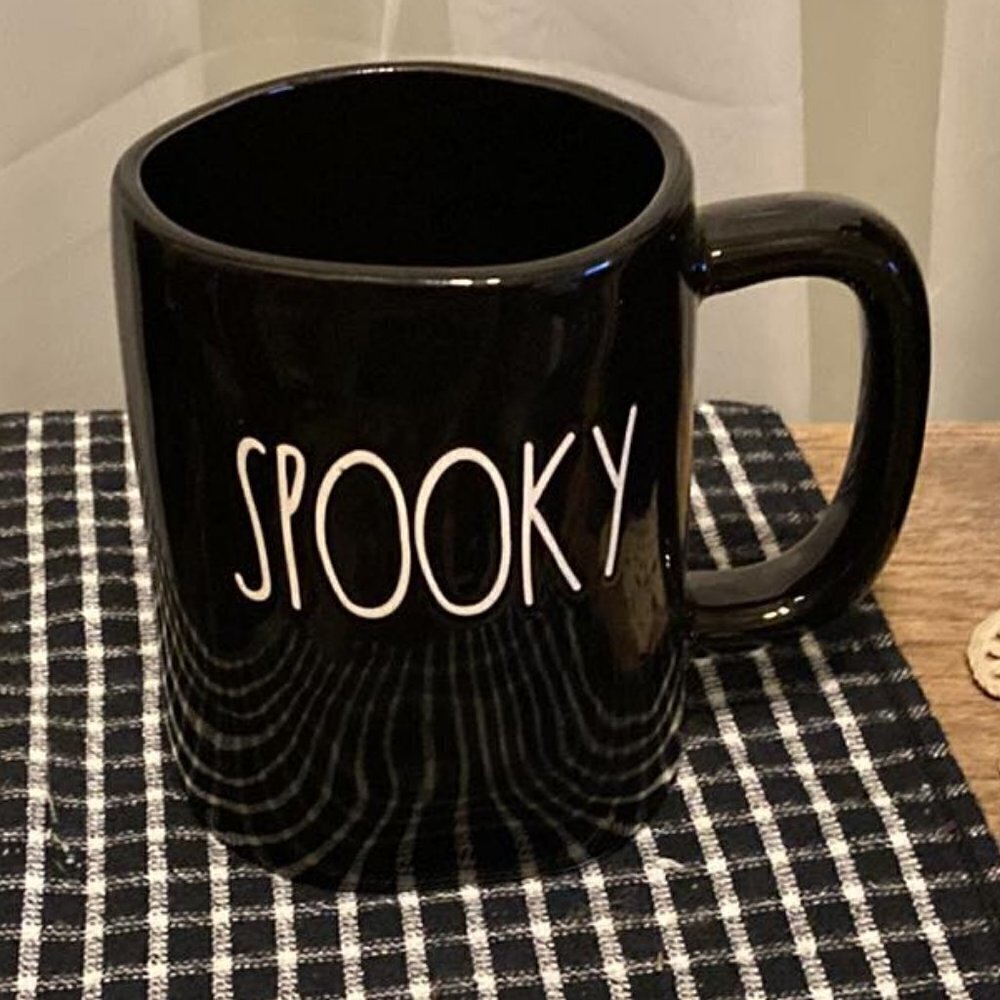 NWT Rae Dunn Black SPOOKY HALLOWEEN Ceramic Coffee Mug